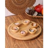 Atbyhome 7 Parça Mini Bambu Sosluklu Dönen Servis Tabağı