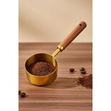 Atbyhome Ahşap Saplı Metal Ölçü Kaşığı 80 ml – Kahve, Baharat ve Mutfak Ölçüm Kaşığı - Gold