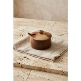 Atbyhome Akasya Ahşap Kaşıklı Baharatlık ve Tuzluk 9.5x7 cm - Kapaklı Ahşap Şekerlik ve Çerezlik - 0 - 1 lt