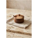 Atbyhome Akasya Ahşap Kaşıklı Baharatlık Ve Tuzluk 9.5x7 cm - Kapaklı Ahşap Şekerlik Ve Çerezlik