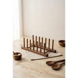 Atbyhome Akasya Ahşap Tabaklık Ve Tencere Kapağı Standı 28x12.5 cm - 6 Bölmeli Dolap İçi Mutfak Organizeri