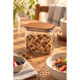 Atbyhome Akasya Ahşap Vakum Kapaklı Dikdörtgen Cam Kavanoz 650 ml - Çay Kahve ve Baharat Saklama Kabı - 1 Adet