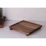Atbyhome Atby Akasya Doğal Ahşap Ayaklı Kare Sunum Tepsisi Kahvaltı Peynir Meze Servis Tahtası 26X26 cm - 26 x 26 cm