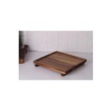 Atbyhome Atby Akasya Doğal Ahşap Ayaklı Kare Sunum Tepsisi Kahvaltı Peynir Meze Servis Tahtası 26x26cm