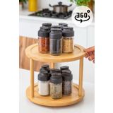Atbyhome Bambu 2 Katlı Döner Sunumluk - Baharatlık Standı - Mien426