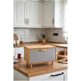 Atbyhome Bambu Gövdeli Gri Pane Ekmek Dolabı 36X23X24 cm - Demonte Ayaklı Tezgah Üstü Ekmeklik