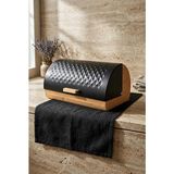 Atbyhome Bambu Gövdeli Siyah Pane Ekmek Dolabı 38X25X18.5 cm - Mekanizmalı Metal Kapaklı Ekmeklik