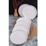 Atbyhome Bambum 6'lı Handmade 20 Cm Beyaz İnci Pasta Tabak Seti - Tatlı Tabağı Seti