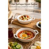 Atbyhome Çift Kulplu Beyaz Porselen Fırın Kabı ve Servis Kasesi 12X15 cm - Kahvaltılık Meze ve Sufle Güveç Tabağı - 1 lt