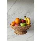 Atbyhome Doğal Hasır Ayaklı Yuvarlak Meyvelik | El Örgüsü Rattan Sunum Sepeti 28 cm