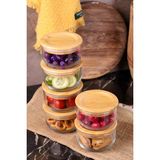Atbyhome Duo 300ml 6'lı Bambu Kapaklı Cam Kahvaltılık Seti