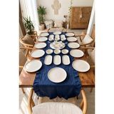 Atbyhome Duru Uven 12 Kişilik 37 Parça Doğal Bambu Porselen Kahvaltı Takımı Mat Beyaz