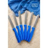 Atbyhome Feller 6'lı Lazer Tırtıklı Paslanmaz Çelik Sebze Meyve Bıçağı 22X2.4 cm - Mavi Saplı Soyma ve Doğrama Seti - 0 - 19 L