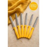 Atbyhome Feller 6'lı Lazer Tırtıklı Paslanmaz Çelik Sebze Meyve Bıçağı 22X2.4 cm | Sarı Saplı Soyma ve Doğrama Seti - 0 - 19 L