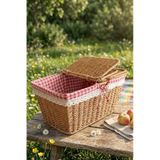 Atbyhome Hasır Piknik Sepeti Dikdörtgen Kapaklı Ve Bezli Rattan Sepet Organizer 39x27x18 Kahverengi