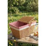 Atbyhome Hasır Piknik Sepeti Dikdörtgen Kapaklı Ve Bezli Rattan Sepet Organizer 39x27x18