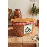 Atbyhome Oval Rattan Hasır Patates Soğan Çift Bölmeli Sepet Düzenleyici Organizer Kahverengi