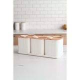 Atbyhome Valverdi - 3'lü 10 Parça Kaşıklı Bambu Görünümlü Tezgah Üstü Plastik Baharat Bakliyat Kavanoz Seti Bambu
