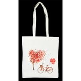 Atekder Bisiklet Baskılı Pamuklu Ham Bez Çanta 35X40 Cm. - Gri
