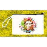 Atekder Çiçek Kız Baskılı Pamuklu Ham Bez Kalemlik (18X12CM) - 02-Gri