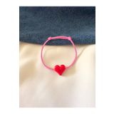 Atelier Çağla Murano Kırmızı Cam Kalp Boncuk Pembe Bileklik