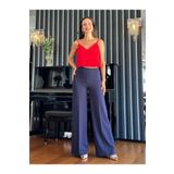 Atelier Derin Lacivert Yüksek Bel Geniş Kesim Pantolon