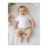 Atelier Des Reves Erkek Bebek & Çocuk Optik Beyaz Kısa Kollu Gömlek %100 Premium Pamuk 3 Ay-6 Yaş