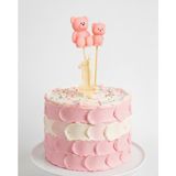 Atelier Mis Mum Pembe Ayıcık Figürlü 1 Yaş Pasta Mumu Seti – Bebek Doğum Günü Mum Süsü - Açık Pembe