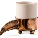 Atelier Terra Madre Sarımanok Bronz Beyaz Porselen Espresso Fincanı - Beyaz - Bronz