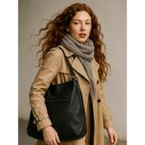 Atelier Terra Marea Espırıon Siyah | Hakiki Deri Kadın Tote ve Ince Askılı Omuz Çantası - 35cm(G)-35cm(Y)-10cm(E)