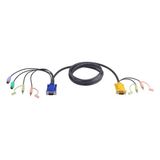 Aten Aten-2L-5302P 3'Ü 1 Arada Sphd Ve Ses Özellikli 1,8M Ps/2 Kvm Kablosu