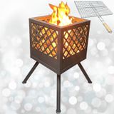 Ateş Çukuru 2 Adet Mangal Izgaralı Bahçe Şöminesi Barbekü Soba Firepit Ateş Çanağı