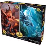 Ateş Ejderhası ve Su Ejderhası 200 Parça 2'li 3D Puzzle - Standart