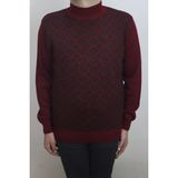 Ateş Fistan Store Erkek Desenli Klasik Kesim Rahat Kalıp Yarım Balıkçı Yaka Kışlık Yünlü Kazak - Bordo - XL
