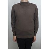 Ateş Fistan Store Erkek Düz Klasik Kesim Rahat Kalıp Yarım Balıkçı Yaka Kışlık Yünlü Kazak - Kahverengi - 2XL