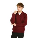 Ateş Triko 6091023 Polo Yaka Düğmeli Yün Bordo Erkek Kazak