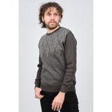 Ateş Triko Erkek Bisiklet Yaka Desenli Kazak 6091805 Füme - 2XL