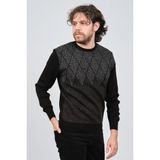 Ateş Triko Erkek Bisiklet Yaka Desenli Kazak 6091805 Siyah - 2XL