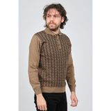 Ateş Triko Erkek Polo Yaka Desenli Yün Kazak 6092101 A.kahve - M - Açık Kahve