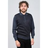 Ateş Triko Erkek Polo Yaka Desenli Yün Kazak 6092101 Indigo - M - İndigo