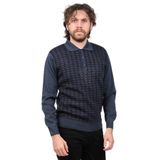 Ateş Triko Erkek Polo Yaka Desenli Yün Kazak 6092101 Indigo M