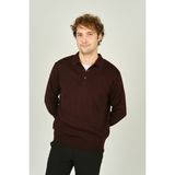 Ateş Triko Erkek Polo Yaka Düğmeli Yün Kazak 6091023 K.bordo - Koyu Bordo