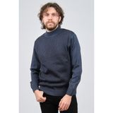 Ateş Triko Erkek Yarım Balıkçı Desenli Yün Kazak 60912086 Indigo - XL - İndigo