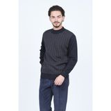 Ateş Triko Erkek Yarım Balıkçı Desenli Yün Kazak 6092074 Lacivert - 2XL