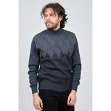 Ateş Triko Erkek Yarım Balıkçı Yaka Desenli Kazak 6091804 Indigo - 2XL - İndigo