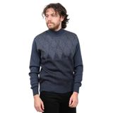 Ateş Triko Erkek Yarım Balıkçı Yaka Desenli Kazak 6091804 Indigo XL
