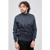 Ateş Triko Erkek Yarım Balıkçı Yaka Desenli Kazak 6091804 Indigo XXL