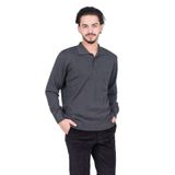 Ateş Triko Polo Yaka Cep Detaylı Yün Kazak, 3XL, 8060920231023, Koyu Gri, Erkek
