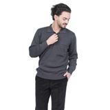 Ateş Triko Polo Yaka Cep Detaylı Yün Kazak, 4XL, 8060920231023, Koyu Gri, Erkek