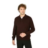 Ateş Triko Polo Yaka Düğmeli Yün Kazak, M, 8060920231023, K.BORDO, Erkek